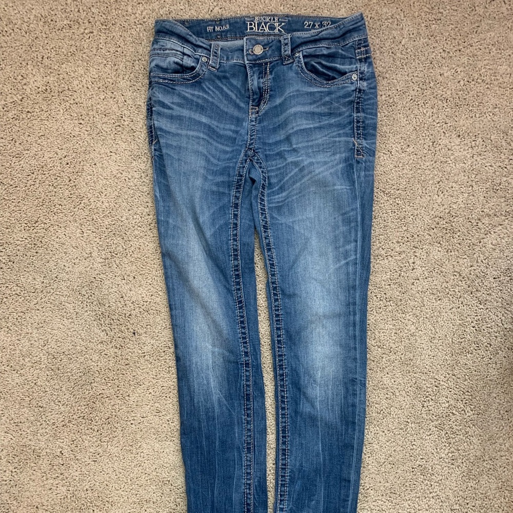 Buckle Black Skinny Jeans Sz 27x32